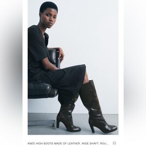 Zara Dark Brown Leather Heeled Boots